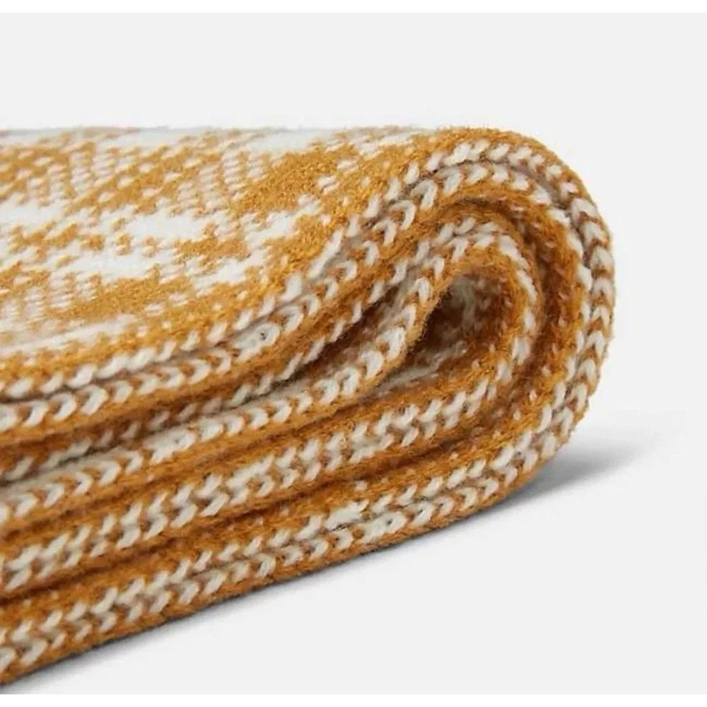 Timberland Buffalo Plaid Knit Scarf Wheat Tan Cream Chunky Unisex‎ OS NWT $60